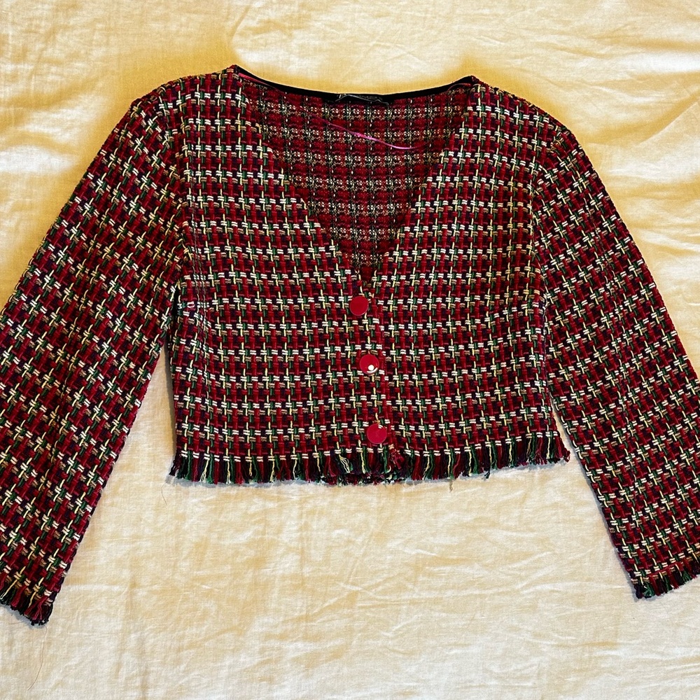 Zara Frayed Textured Top